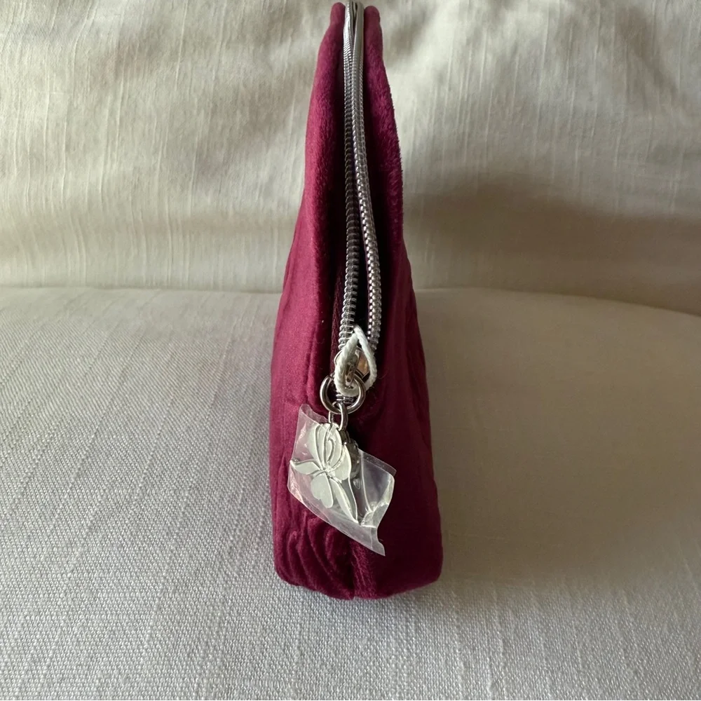 Sisley Burgundy Velvet Floral Clutch | Make Up Bag - Picture 4 of 10